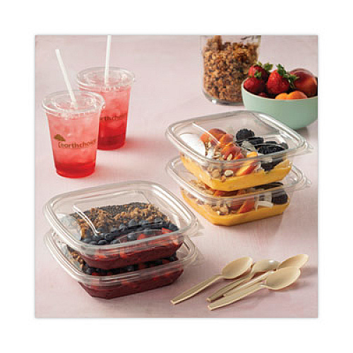 Pactiv Evergreen EarthChoice Square Recycled Bowl, 32 oz, 7 x 7 x 2, Clear, Plastic, 300/Carton (SAC0732)