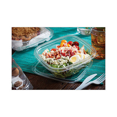 Pactiv Evergreen EarthChoice Square Recycled Bowl, 32 oz, 7 x 7 x 2, Clear, Plastic, 300/Carton (SAC0732)