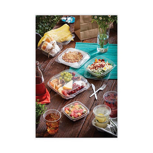 Pactiv Evergreen EarthChoice Square Recycled Bowl Flat Lid, 7.37 x 7.37 x 0.26, Clear, Plastic, 300/Carton (SACLF07)