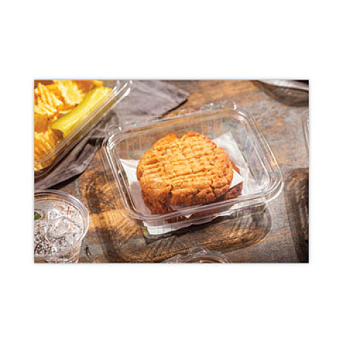Pactiv Evergreen EarthChoice Tamper Evident Recycled Hinged Lid Deli Container, 16 oz, 5.37 x 4.5 x 2.62, Clear, Plastic, 304/Carton (TEHL5X416)