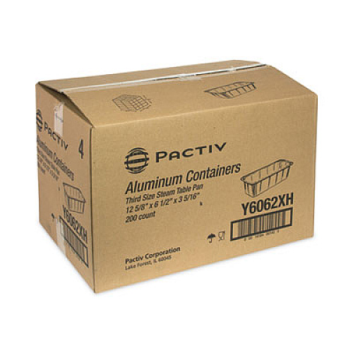 Pactiv Evergreen Aluminum Steam Table Pan, One-Third Size Deep Loaf, 3" Deep, 5.9 x 8.04, 200/Carton (Y6062XH)