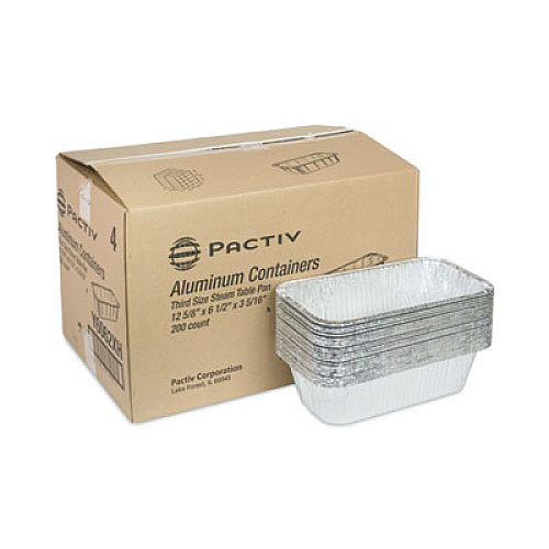 Pactiv Evergreen Aluminum Steam Table Pan, One-Third Size Deep Loaf, 3" Deep, 5.9 x 8.04, 200/Carton (Y6062XH)