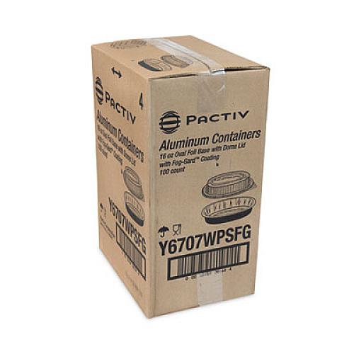 Pactiv Evergreen Classic Carry-Out Container, 16 oz, 6.9 x 4.6 x 3, Black/Gold, Aluminum, 100/Carton (Y6707WPSFG)