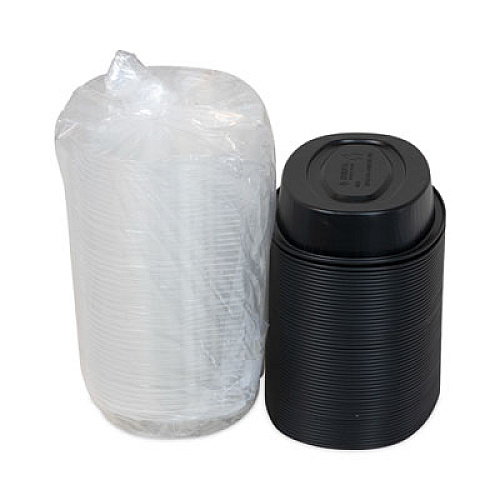 Pactiv Evergreen Classic Carry-Out Container, 16 oz, 6.9 x 4.6 x 3, Black/Gold, Aluminum, 100/Carton (Y6707WPSFG)