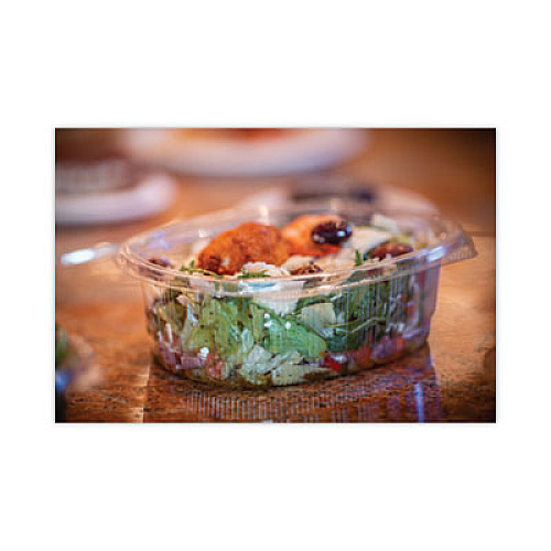 Pactiv Evergreen EarthChoice Recycled PET Hinged Container, 24 oz, 7.37 x 5.87 x 2.37, Clear, Plastic, 280/Carton (YCA910240000)