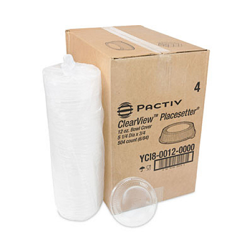 Pactiv Evergreen ClearView Dome-Style Lid with Tabs, Fluted, 6.2" Diameter x 1.1"h, Clear, Plastic, 504/Carton (YCI800120000)