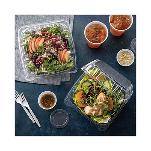 Pactiv Evergreen SENSATION SmartLock Hinged Lid Container, 9.2 x 8.9 x 3.1, Clear, Plastic, 200/Carton (YCI821100000)