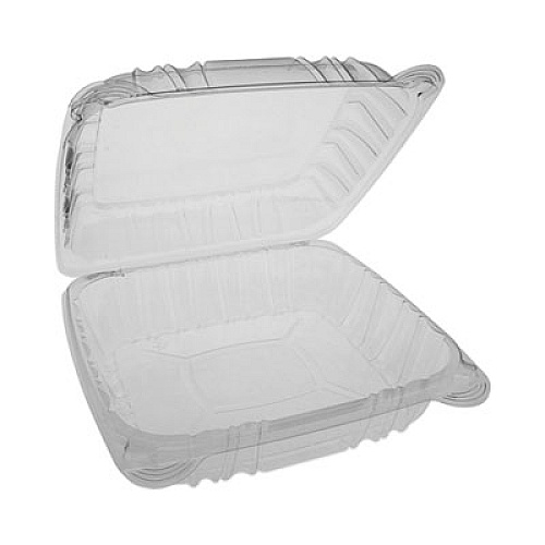 Pactiv Evergreen SENSATION SmartLock Hinged Lid Container, 8.5 x 8.34 x 3., Clear, Plastic, 200/Carton (YCI821200000)
