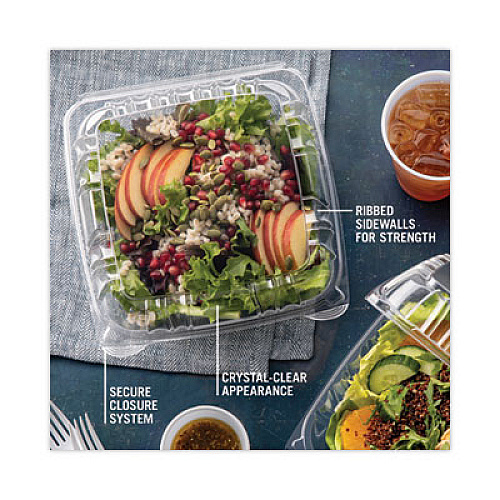 Pactiv Evergreen SENSATION SmartLock Hinged Lid Container, 8.5 x 8.34 x 3., Clear, Plastic, 200/Carton (YCI821200000)