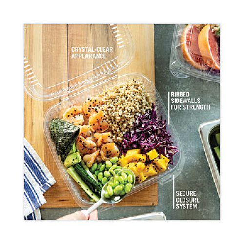 Pactiv Evergreen SENSATION SmartLock Hinged Lid Container, 8.5 x 8.34 x 3., Clear, Plastic, 200/Carton (YCI821200000)