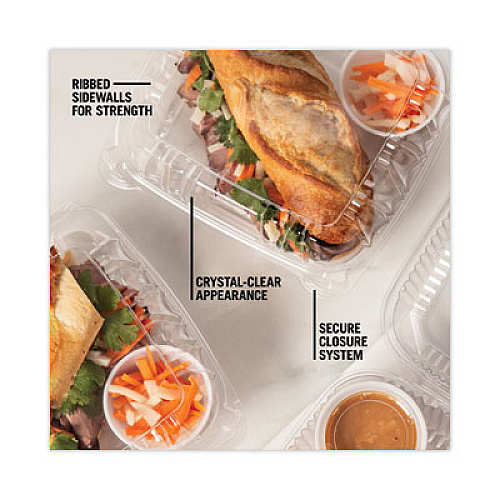Pactiv Evergreen SENSATION SmartLock Hinged Lid Container, 8.5 x 8.34 x 3., Clear, Plastic, 200/Carton (YCI821200000)