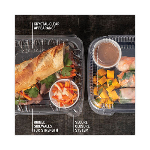 Pactiv Evergreen SENSATION SmartLock Hinged Lid Container, 8.5 x 8.34 x 3., Clear, Plastic, 200/Carton (YCI821200000)