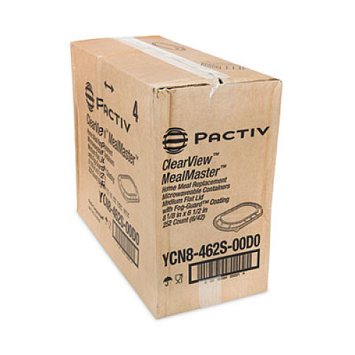 Pactiv Evergreen ClearView MealMaster Lid with Fog Gard Coating, Medium Flat Lid, 8.12 x 6.5 x 0.37, Clear, Plastic, 252/Carton (YCN8462S00D0)