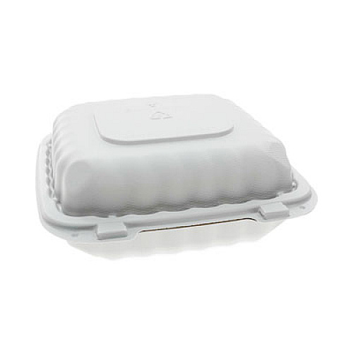 Pactiv Evergreen EarthChoice SmartLock Microwavable MFPP Hinged Lid Container, 8.35 x 8.35 x 3.1, White, Plastic, 200/Carton (YCN808010000)