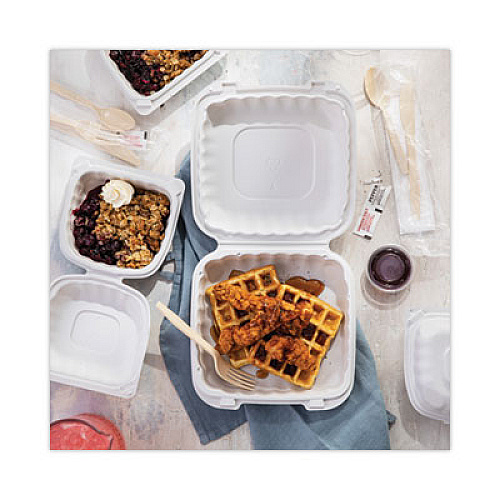 Pactiv Evergreen EarthChoice SmartLock Microwavable MFPP Hinged Lid Container, 8.35 x 8.35 x 3.1, White, Plastic, 200/Carton (YCN808010000)