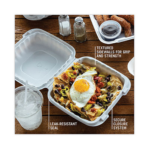 Pactiv Evergreen EarthChoice SmartLock Microwavable MFPP Hinged Lid Container, 8.35 x 8.35 x 3.1, White, Plastic, 200/Carton (YCN808010000)
