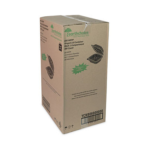 Pactiv Evergreen EarthChoice SmartLock Microwavable MFPP Hinged Lid Container, 5.75 x 5.95 x 3.1, Black, Plastic, 400/Carton (YCNB06000000)