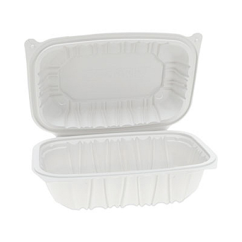 Pactiv Evergreen EarthChoice Vented Microwavable MFPP Hinged Lid Container, 9 x 6 x 3.1, White, Plastic, 170/Carton (YCNW0205)