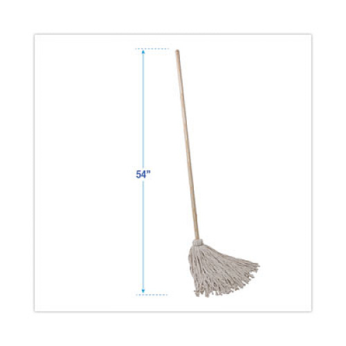 Boardwalk Handle/Deck Mops, #24 White Cotton Head, 54" Natural Wood Handle, 6/Pack (124C)