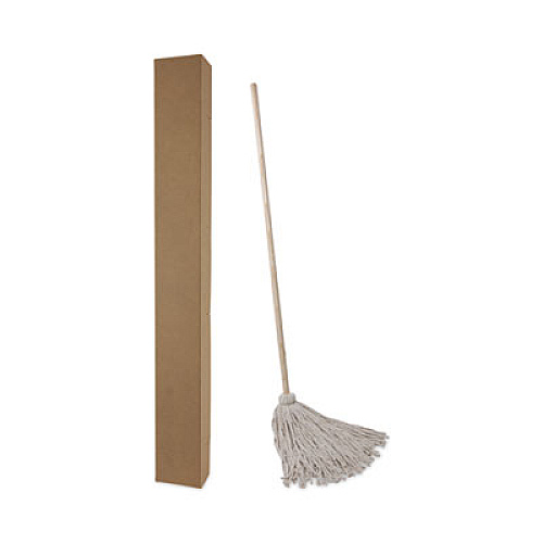 Boardwalk Handle/Deck Mops, #24 White Cotton Head, 54" Natural Wood Handle, 6/Pack (124C)