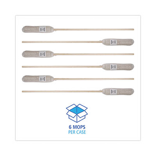 Boardwalk Handle/Deck Mops, #24 White Cotton Head, 54" Natural Wood Handle, 6/Pack (124C)