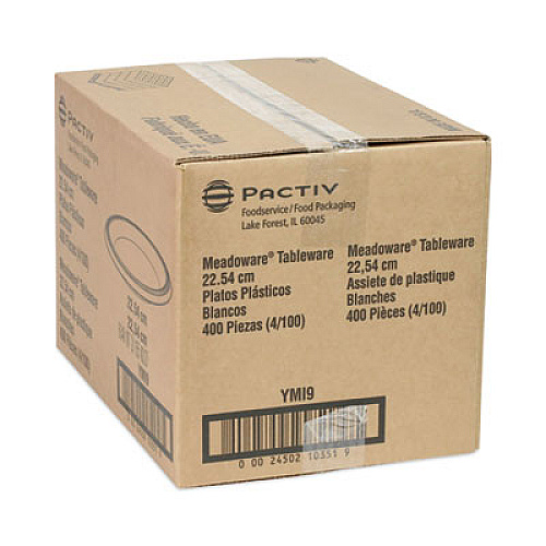 Pactiv Evergreen Meadoware Impact Plastic Dinnerware, Plate, 8.88" dia, White, 400/Carton (YMI9)