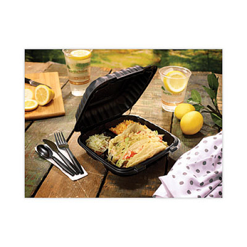 Pactiv Evergreen Meadoware Cutlery, Medium Heavyweight Soup Spoon, Plastic, Black, 1,000/Carton (YMWSSE)