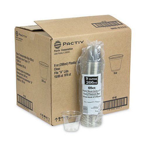 Pactiv Evergreen EarthChoice Recycled Clear Plastic Cold Cups, 9 oz, Clear, 975/Carton (YP9C)