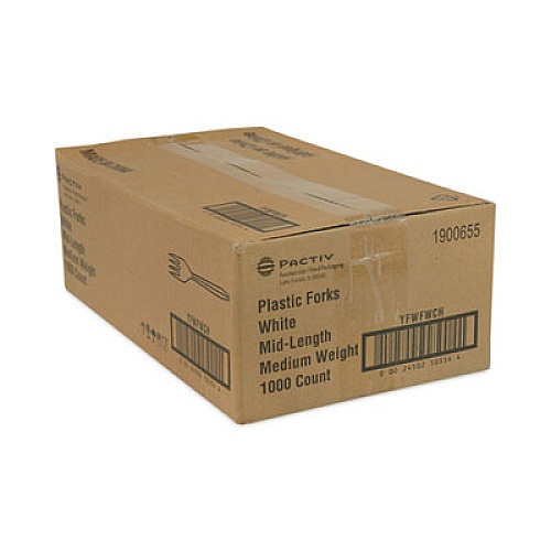 Pactiv Evergreen Fieldware Cutlery, Mediumweight Fork, Plastic, White, 1,000/Carton (YFWFWCH)