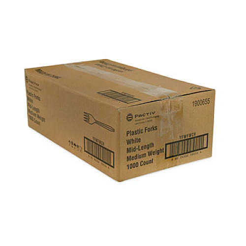 Pactiv Evergreen Fieldware Cutlery, Mediumweight Fork, Plastic, White, 1,000/Carton (YFWFWCH)