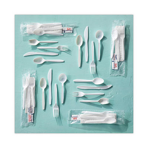 Pactiv Evergreen Fieldware Cutlery, Mediumweight Spork, Plastic, White, 1,000/Carton (YFWQWCH)