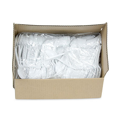 Pactiv Evergreen Fieldware Cutlery, Mediumweight Spoon, Plastic, White, 1,000/Carton (YFWSWCH)