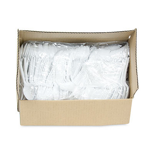 Pactiv Evergreen Fieldware Cutlery, Mediumweight Spoon, Plastic, White, 1,000/Carton (YFWSWCH)