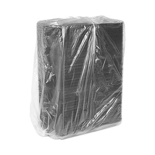 Pactiv Evergreen SmartLock Foam Hinged Lid Container, Large, 3 Compartments, 9 x 9.5 x 3.3, Black, 150/Carton (YHLB09030000)