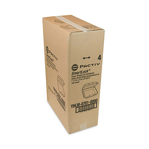 Pactiv Evergreen SmartLock Foam Hinged Lid Container, Small, 7.5 x 8 x 2.63, White, 150/Carton (YHLW07010000)
