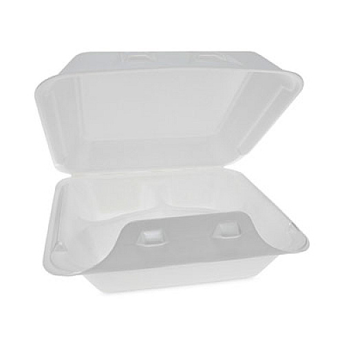 Pactiv Evergreen SmartLock Foam Hinged Lid Container, Medium, 3 Compartments, 8 x 8.5 x 3, White, 150/Carton (YHLW08030000)