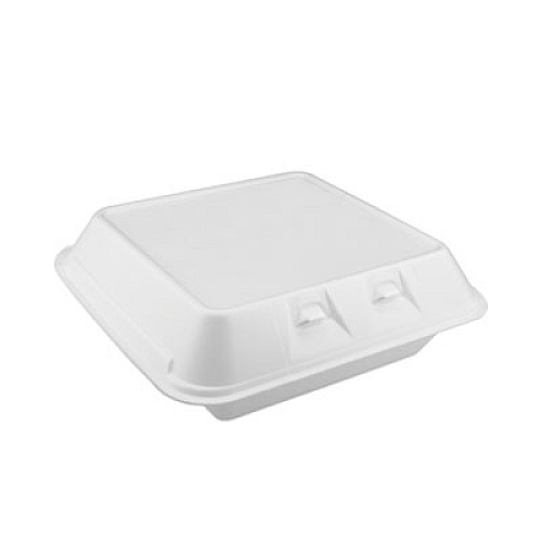 Pactiv Evergreen SmartLock Foam Hinged Lid Container, Large, 3 Compartments, 9 x 9.25 x 3.25, White, 150/Carton (YHLW09030000)