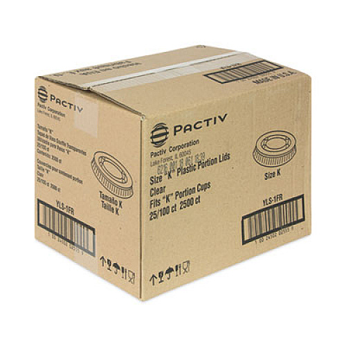 Pactiv Evergreen Plastic Portion Cup Lid, Fits 0.5 oz to 1 oz Portion Cups, Clear, 100/Sleeve, 25 Sleeves/Carton (YLS1FR)
