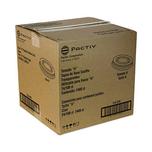 Pactiv Evergreen Plastic Portion Cup Lid, Fits 1.5 oz to 2.5 oz Portion Cups, Clear, 100/Pack, 24 Packs/Carton (YLS2FR)