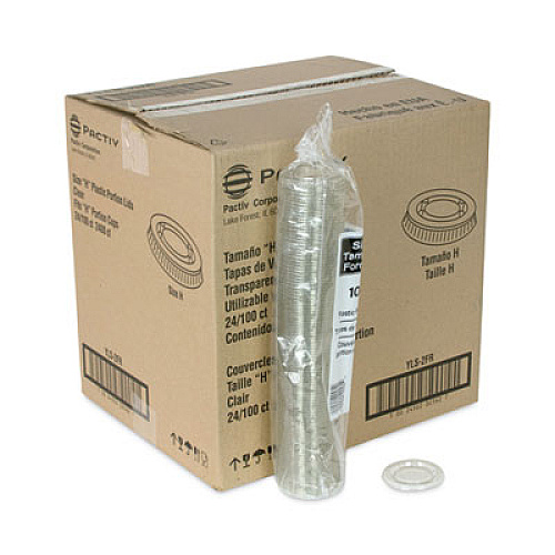 Pactiv Evergreen Plastic Portion Cup Lid, Fits 1.5 oz to 2.5 oz Portion Cups, Clear, 100/Pack, 24 Packs/Carton (YLS2FR)