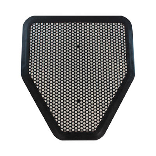 TOLCO Urinal Mat, Shield-Shaped, Black Non-Slip Perforated Surface, 20.75" x 18.5", 6/Carton (220206)