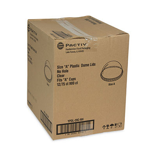 Pactiv Evergreen EarthChoice Strawless RPET Lid, Dome Lid, Fits 9 oz to 20 oz "A" Cups, Plastic, Clear, 900/Carton (YPDL20CNH)