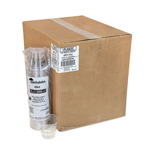 Pactiv Evergreen EarthChoice Compostable Cold Cup, 9 oz, Plastic, Clear/Printed, 975/Carton (YPLA9CEC)