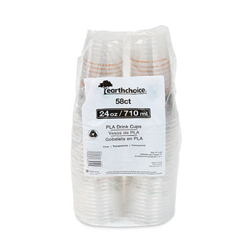 Pactiv Evergreen EarthChoice Compostable Cold Cup, 24 oz, Plastic, Clear/Printed, 580/Carton (YPLA24CEC)