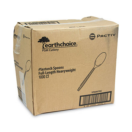 Pactiv Evergreen EarthChoice PSM Cutlery, Heavyweight Spoon, Plastic, Tan, 1,000/Carton (YPSMSTEC)