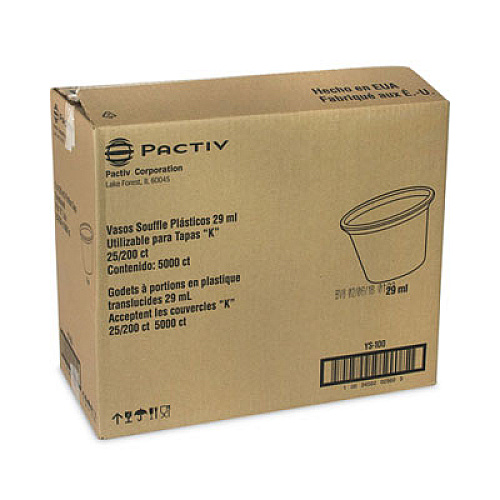 Pactiv Evergreen Plastic Portion Cup, 1 oz, Translucent, 200/Sleeve, 25 Sleeves/Carton (YS100)