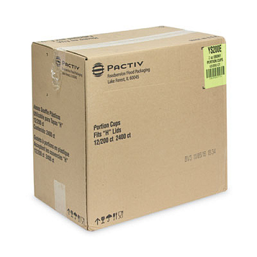 Pactiv Evergreen Plastic Portion Cup, 2 oz, Black, 200/Bag, 12 Bags/Carton (YS200E)