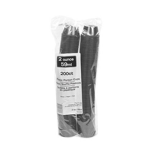 Pactiv Evergreen Plastic Portion Cup, 2 oz, Black, 200/Bag, 12 Bags/Carton (YS200E)
