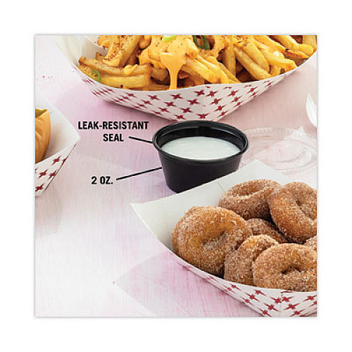 Pactiv Evergreen Plastic Portion Cup, 2 oz, Black, 200/Bag, 12 Bags/Carton (YS200E)
