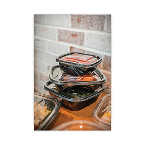Pactiv Evergreen EarthChoice Square Recycled Bowl Flat Lid, 5.5 x 5.5 x 0.75, Clear, Plastic, 504/Carton (YSACLF05)